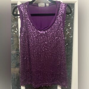 New York & Co Purple Sequin Tank Top Size M